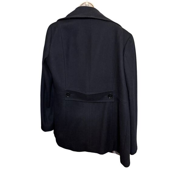 Calvin Klein Black Wool Blend Pea Coat Double Breasted Classic Tailored Jacket - Picture 3 of 9